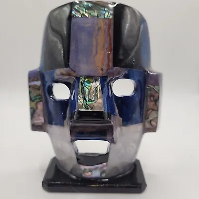 Blue Mayan Death Mask Made From Abalone & Stone • $15.99