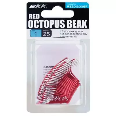 BKK Octopus Beak Hooks Red 25 Pack • $26.99