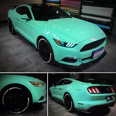 Whole Car Wrap 50FT X 5FT Glossy Vinyl High Gloss Film Sticker Tiffany Blue • $193.59