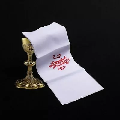 Christian Church Mass Altar Corporal Square Chalice IHS Embroidery Cloth Cover • $8.99