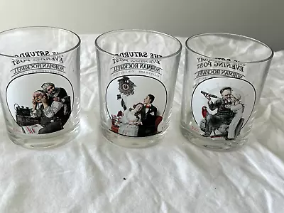Norman Rockwell Set Of (3) Saturday Evening Post- Whiskey Drinking Glasses • $15