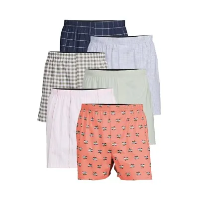 6-Pack GEORGE Men’s Size L (36-38) Woven Boxer Underwear Tag-Free Multicolored • $17.95
