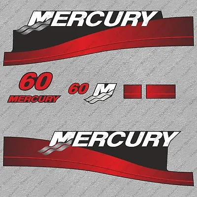 Mercury 60 Hp Two Stroke Outboard Engine Decals Sticker Set Reproduction 60HP • $49.49