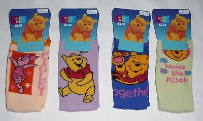 4 Pairs Of Ladies/Teens Assorted Winnie The Pooh Patterned Socks Shoe Size 4-7 • £1.99