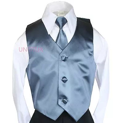 $20.97 • Buy Boy Kids Children Teen 23 Colors Satin Vest+ Necktie Long Tie Tuxedo Suits 4T-20