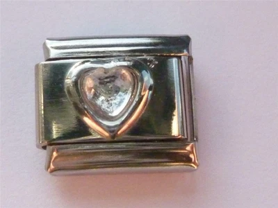 £2.80 • Buy CRYSTAL HEART ITALIAN CHARM APRIL ZODIAC BIRTHSTONE LINK  Fits All Design CHARMS