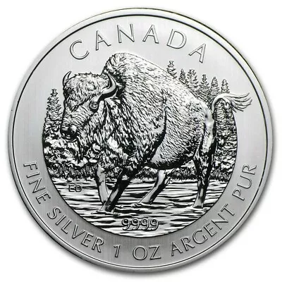 2013 - Canadian Wood Bison - 1 Oz. - $5 Coin - .9999 Silver - Beautiful Coin! • $29.73