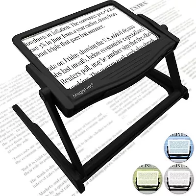 MagniPros 5X Large LED Hands-Free Full Page Magnifying Glass Detachable Stand • $31.89