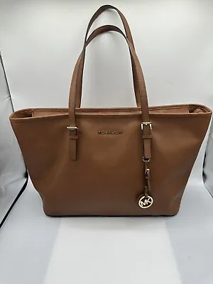 Michael Kors Jet Set Travel Luggage Saffiano Leather Zip Top Tote Shoulder Bag • $49.99