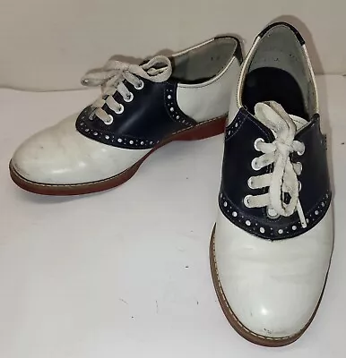$24.95 • Buy Stride Rite Navy White Saddle Shoes Lace Up Youth Size 10