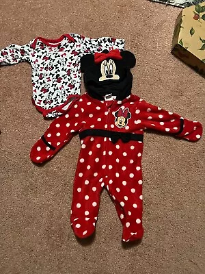 Baby Girl Clothes Disney Baby 0-3 Month Minnie Mouse Outfits Lot Of 2 • $9.99