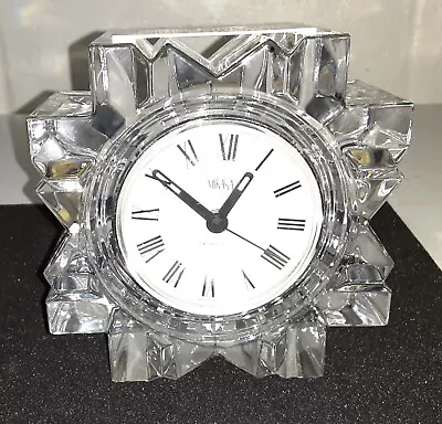 MIKASA Lead Crystal StarFire Quartz Clock Germany Glass Office Mantle Award • $24.95