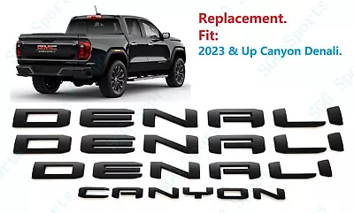 4PCS Matte Black Door Rear DENALI Canyon Letter Emblem Fit 2023+ Canyon DENALI • $78.80