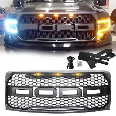 $105 • Buy For 2009-2014 Ford F150 F-150 Front Bumper Grille Hood Grill Raptor Style Black