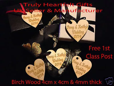 £4.50 • Buy Personalised Engraved Wooden Hearts Present Hangers Wedding Table Decor Favours