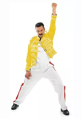 Mens Freddie Mercury Costume 80s Freddy Queen 1980s Rocker Star Rock N Roll • $55.99