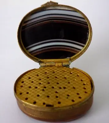 Antique Two Different Colours Banded Agate Oval Shaped Vinaigrette • $143.12