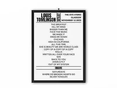 Louis Tomlinson Glasgow November 2023 Replica Setlist • £12.99
