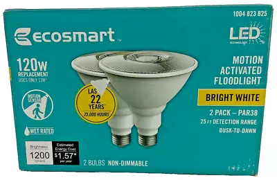 Eco-Smart 120W PAR38 LED Motion Sensor Flood Light Bulb - Bright White *NEW* • $19.95