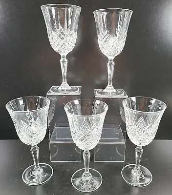 5 Cristal D'Arques Masquerade Water Goblet Set Crystal Clear Cut Etch France Lot • $59.67