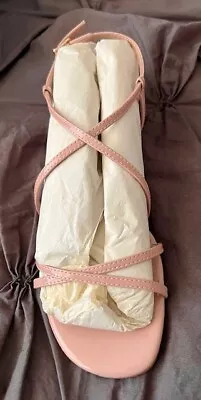 J.Jill Light Pink Patent Giselle Cross Strap Flat Sandals Size 7 - New In Box • $39