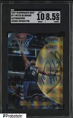 1997-98 Bowman's Best Atomic Refractor Mitch Richmond Kings SGC 8.5 W/ 10 AUTO • $35