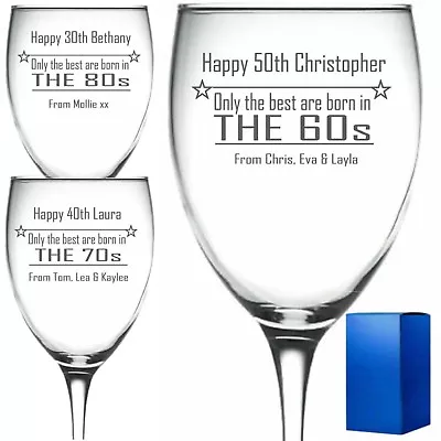 £9.59 • Buy Personalised Engraved Wine Glass BIRTHDAY ANY AGE 30th 40th 50th 60th 70th 21st