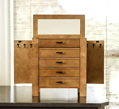 5 Drawers Wood Jewelry Cabinet Chest For Women Jewelry Storage Box Organizer • $71.22