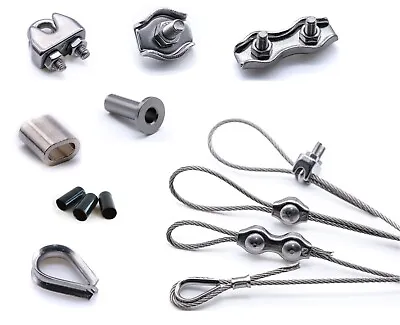 Wire Rope Clamp Thimble Simplex Duplex 2mm 3mm 4mm 5mm 316 A4 Stainless Steel  • £604