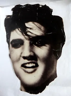 ELVIS PRESLEY Face Cut Out COLLECTIBLE Black White VINTAGE Face Mask WALL DECOR • $44.99