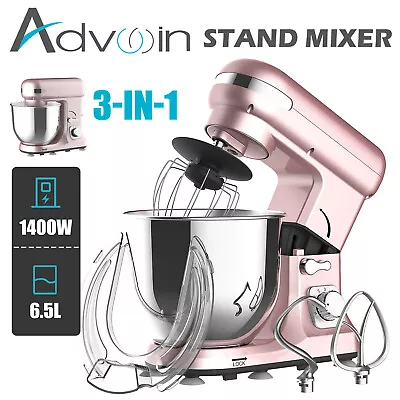 Advwin 1400W 6.5L Electric Stand Mixer Kitchen Food Beater Cake Aid Whisk Bowl • $119.90