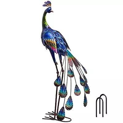 Backyard Decor Peacock Yard Art Garden Sculptures & Statues 35  Large Metal ... • $55.30