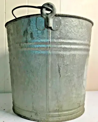 Vtg Galvanized Metal #1122 Bucket Pail Farmhouse Bail Handle 10  T X 11  W • $22.95