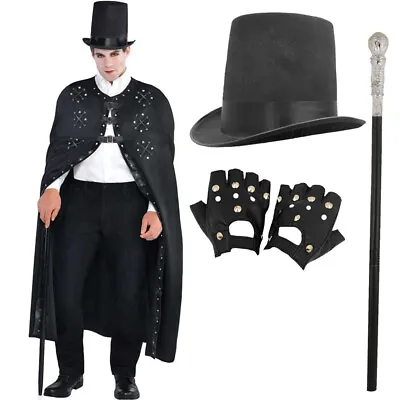 Mens Steampunk Costume Victorian Cape Halloween Dark Ringmaster Magician Outfit • £13.49