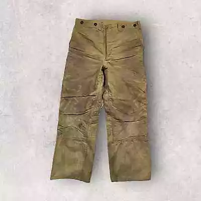 Vintage C.C Filson Tin Cloth Double Knee Waxed Pants Size 32x28 Distressed USA • $140