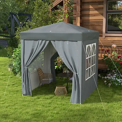 2m X 2m Garden Heavy Duty Pop Up Gazebo Marquee Party Tent Canopy Grey • £69.99