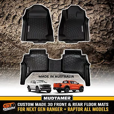 FRONT + REAR MUDTAMER 3D Custom Floor Mats Ford Next Gen Ranger Wiltrack 2022-24 • $339