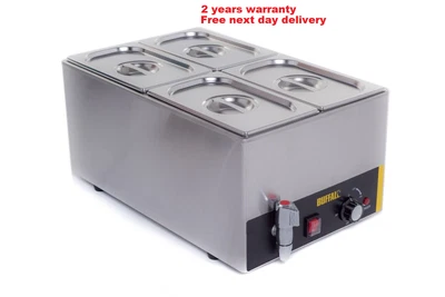 £199.99 • Buy 4 PAN POT WET HEAT BAIN MARIE WITH TAPS FOOD WARMER 4X1/4 150mm PANS & LIDS INC