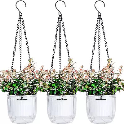 4.5 Inch 3 Pcs Self Watering Hanging Planter Indoor Plant Hanging Pots With Pot • £12.86