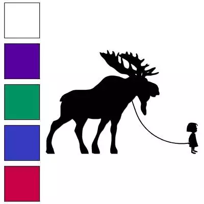 Little Girl Pet Moose Vinyl Decal Sticker Multiple Colors & Sizes #7568 • $3.22