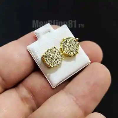 Sterling Silver Micro Pave Iced Hip Hop Gold Silver Stud Earring Bling Earrings • $9.99