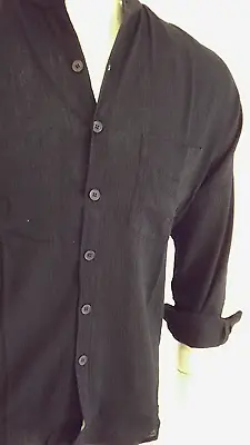 BNWT Men Cheese Cloth Gpa Shirt Black with Matching Buttons L/s Size=4XL  • $22.83
