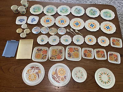 Vtg 70’s Chilton Corning Irwin Plastic Child’s Play Dishes 40 + Pieces • $6