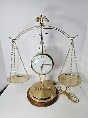 Vintage United Clock Company Scale Of Justice Electric Tabletop #207 Gold Tone • $69.99