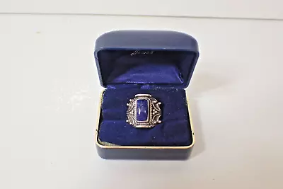 Vintage Sterling Silver Ring W Lapis Lazuli Size 8 Heavy • $30