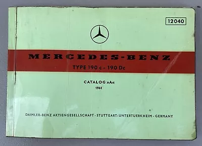 1961 Mercedes Benz Type 190c 190Dc Parts Catalog • $1.99