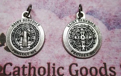 Medalla De San Benito - St Benedict - Premium Rd Silver Tone OX  3/4  Medal • $3