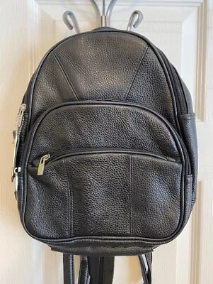 Roma Leathers #3303A  BACKPACK Genuine COWHIDE Leather - 10.5  X 12  - BLACK • $36