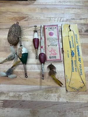 Vintage Fishing Bobbers Flies Hooks Leaders • $9.50