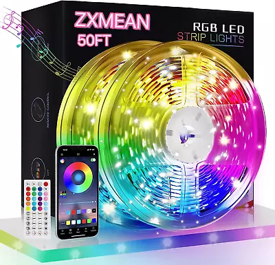 Led Lights For Bedroom 50Ft LED Strip Lights With App Control (2 Rolls Of 25Ft) • $11.14